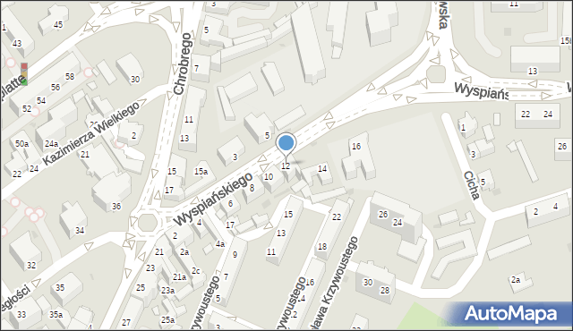 Zielona Góra, Wyspiańskiego Stanisława, 12, mapa Zielona Góra