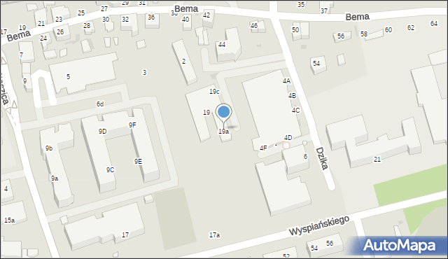 Zielona Góra, Wyspiańskiego Stanisława, 19a, mapa Zielona Góra