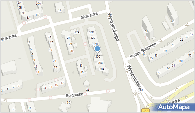 Zielona Góra, Wyszyńskiego Stefana, ks. kard., 30C, mapa Zielona Góra