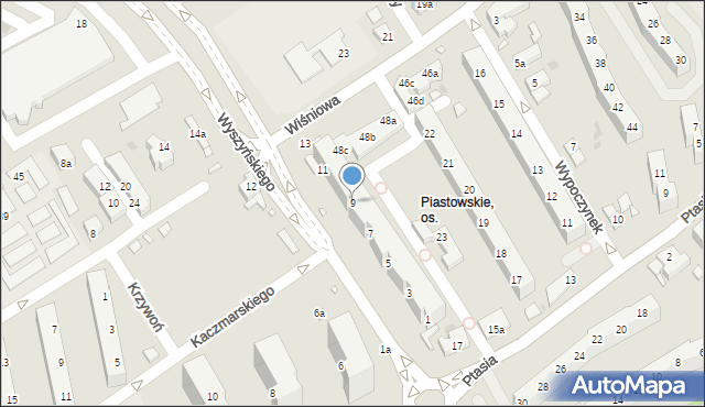 Zielona Góra, Wyszyńskiego Stefana, ks. kard., 9, mapa Zielona Góra