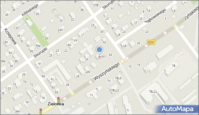 Zielonka, Wyszyńskiego Stefana, ks. prym. kard., 20, mapa Zielonka