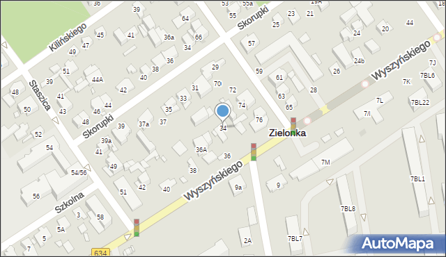 Zielonka, Wyszyńskiego Stefana, ks. prym. kard., 34, mapa Zielonka