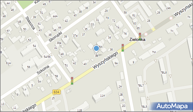 Zielonka, Wyszyńskiego Stefana, ks. prym. kard., 38, mapa Zielonka