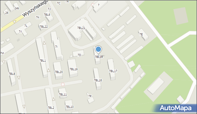 Zielonka, Wyszyńskiego Stefana, ks. prym. kard., 7BL18, mapa Zielonka