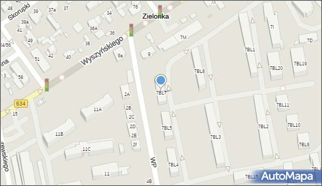 Zielonka, Wyszyńskiego Stefana, ks. prym. kard., 7BL7, mapa Zielonka