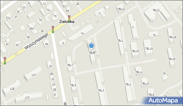 Zielonka, Wyszyńskiego Stefana, ks. prym. kard., 7BL8, mapa Zielonka