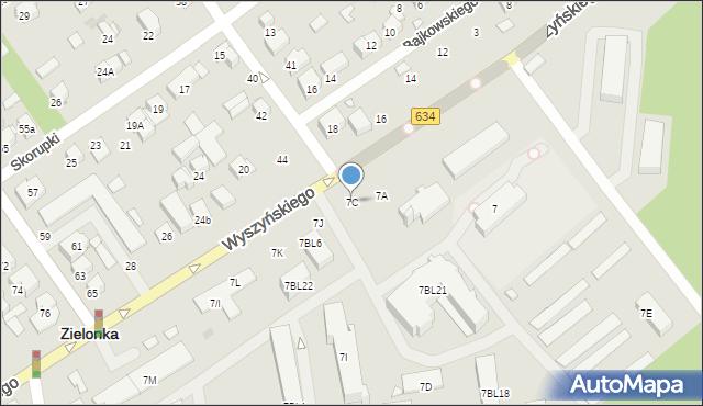 Zielonka, Wyszyńskiego Stefana, ks. prym. kard., 7C, mapa Zielonka