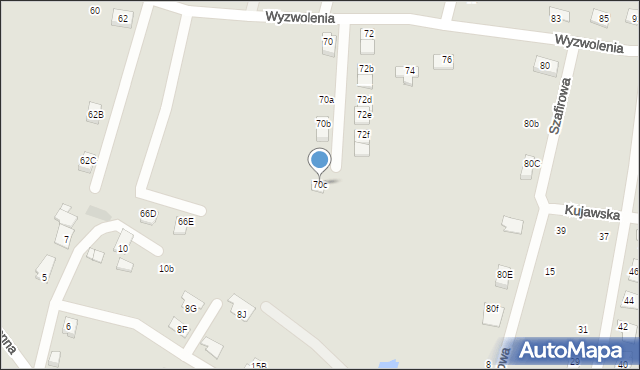 Żory, Wyzwolenia, 70c, mapa Żor