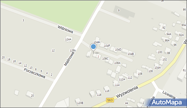 Żuromin, Wyzwolenia, 108E, mapa Żuromin