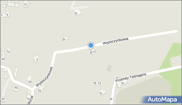 Żywiec, Wypoczynkowa, 14, mapa Żywiec