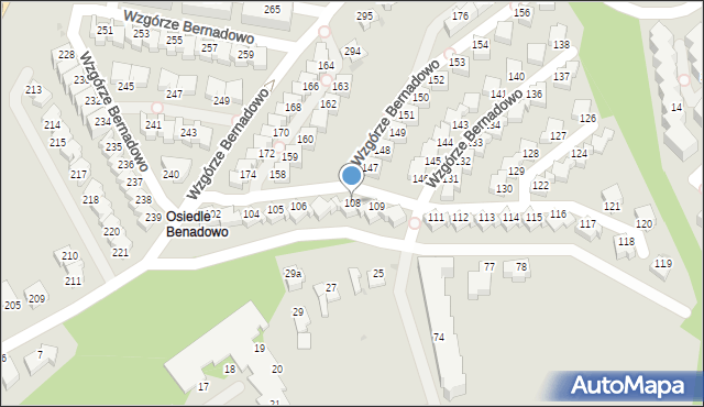 Gdynia, Wzgórze Bernadowo, 108, mapa Gdyni