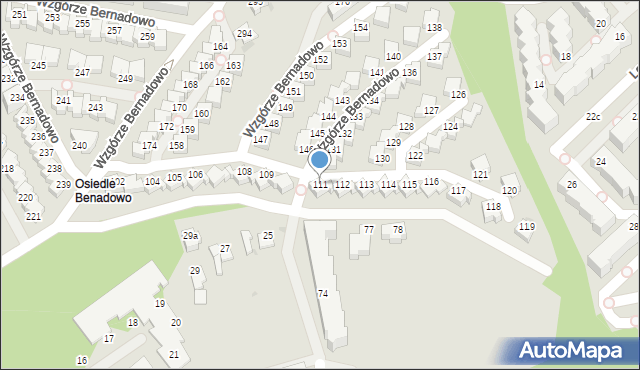 Gdynia, Wzgórze Bernadowo, 111, mapa Gdyni