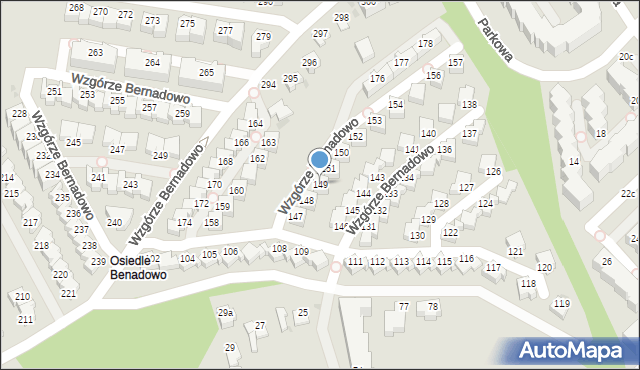 Gdynia, Wzgórze Bernadowo, 149, mapa Gdyni