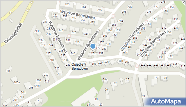 Gdynia, Wzgórze Bernadowo, 174, mapa Gdyni