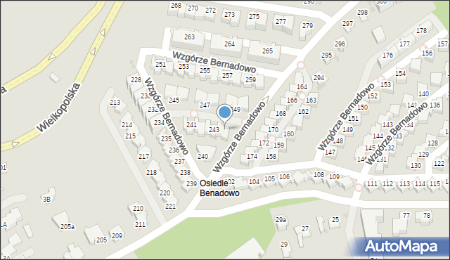 Gdynia, Wzgórze Bernadowo, 244, mapa Gdyni