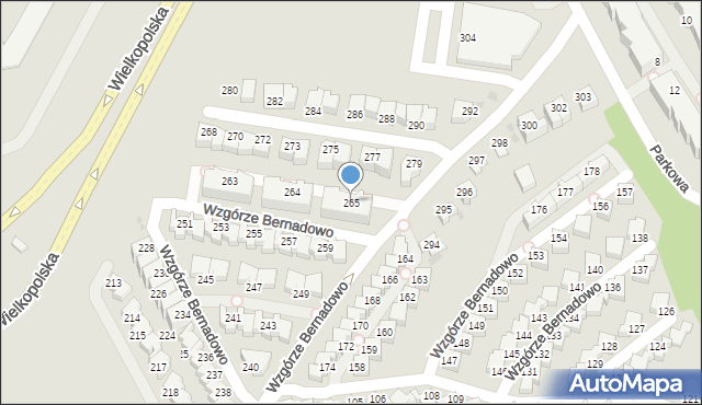 Gdynia, Wzgórze Bernadowo, 265, mapa Gdyni