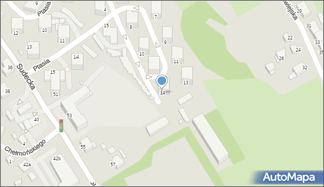 Jelenia Góra, Wzgórze Grota-Roweckiego Stefana, gen., 14, mapa Jelenia Góra