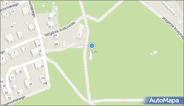 Jelenia Góra, Wzgórze Kościuszki Tadeusza, gen., 3, mapa Jelenia Góra