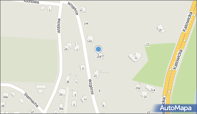 Skoczów, Wzgórze, 10A, mapa Skoczów