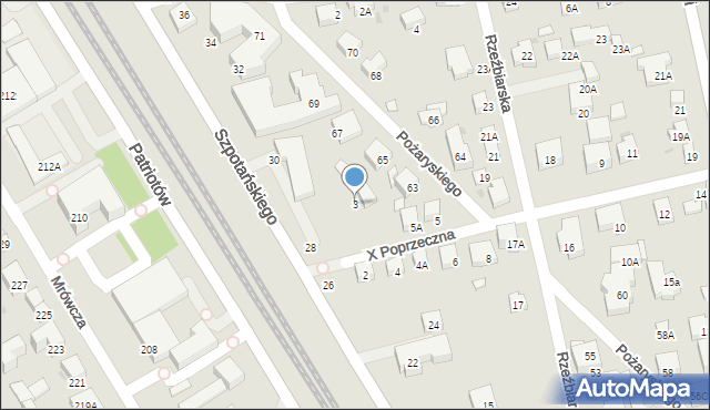 Warszawa, X Poprzeczna, 3, mapa Warszawy