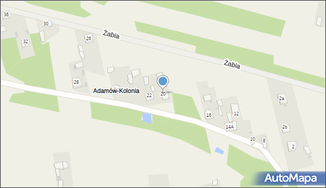 Adamów, Żabia, 20, mapa Adamów