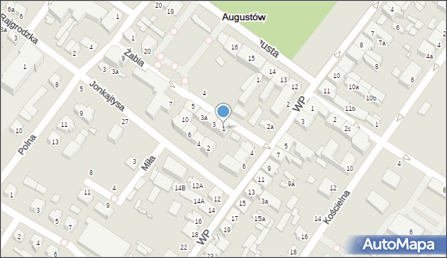 Augustów, Żabia, 1, mapa Augustów