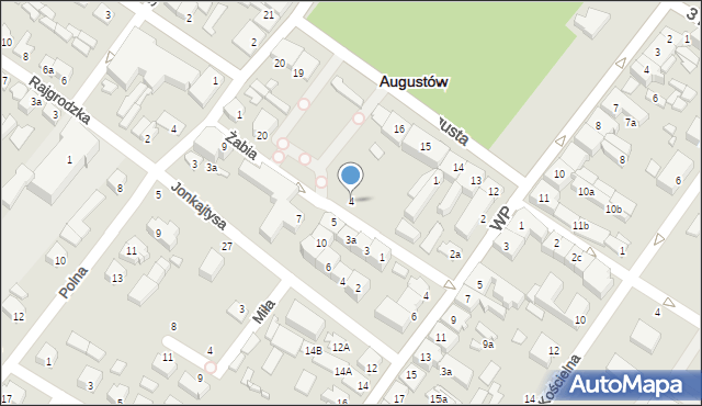 Augustów, Żabia, 4, mapa Augustów