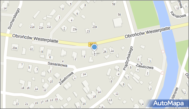 Augustów, Zawilcowa, 2, mapa Augustów