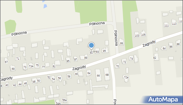 Baranów, Zagrody, 91, mapa Baranów