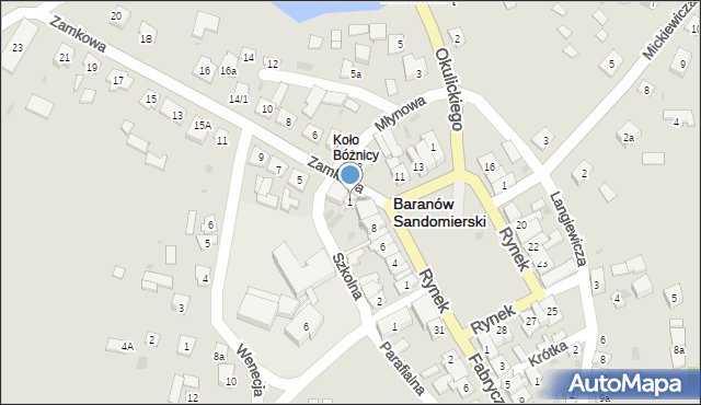 Baranów Sandomierski, Zamkowa, 1, mapa Baranów Sandomierski