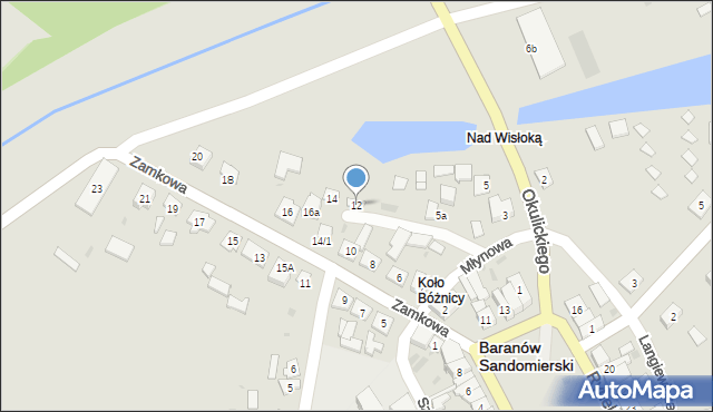 Baranów Sandomierski, Zamkowa, 12, mapa Baranów Sandomierski