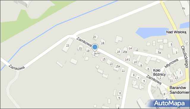 Baranów Sandomierski, Zamkowa, 17, mapa Baranów Sandomierski