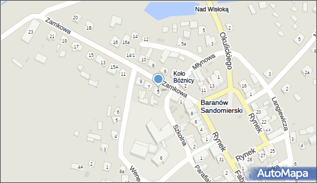 Baranów Sandomierski, Zamkowa, 5, mapa Baranów Sandomierski