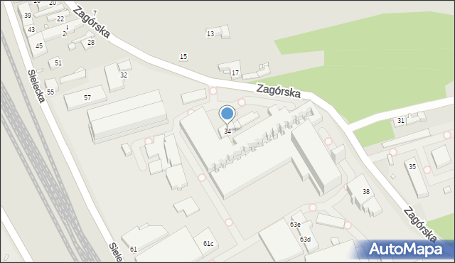 Będzin, Zagórska, 34, mapa Będzin