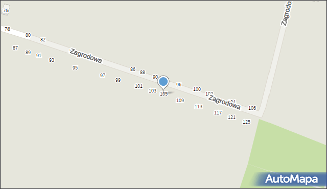 Biała Podlaska, Zagrodowa, 105, mapa Białej Podlaskiej