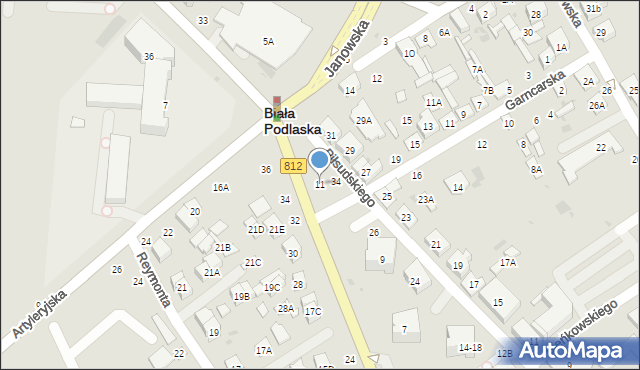 Biała Podlaska, Zamkowa, 11, mapa Białej Podlaskiej