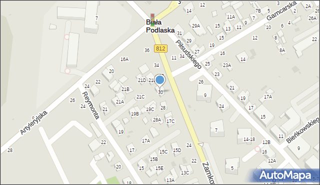 Biała Podlaska, Zamkowa, 30, mapa Białej Podlaskiej