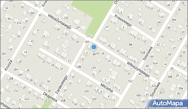 Biała Podlaska, Żardeckiego Jana, 4A, mapa Białej Podlaskiej