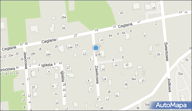 Biała Podlaska, Zawilcowa, 4, mapa Białej Podlaskiej