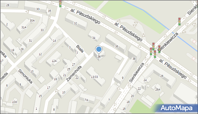 Białystok, Zamenhofa Ludwika, dr., 26, mapa Białegostoku