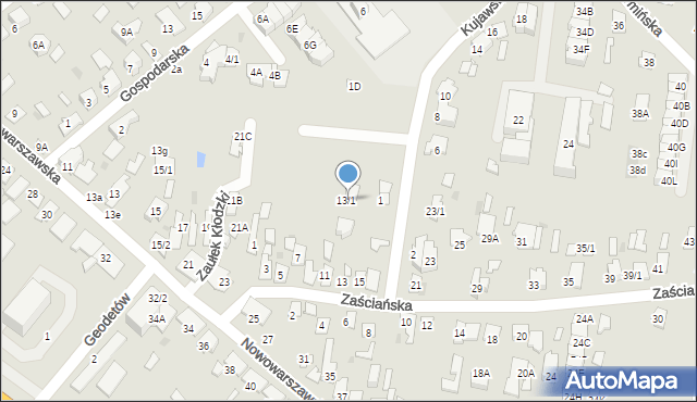 Białystok, Zaściańska, 13/1, mapa Białegostoku