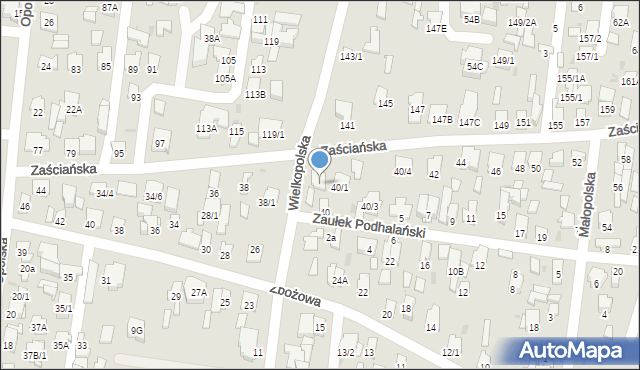 Białystok, Zaściańska, 40/2, mapa Białegostoku