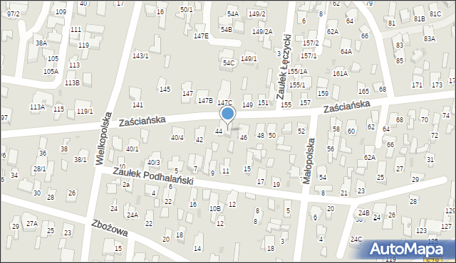 Białystok, Zaściańska, 44/1, mapa Białegostoku