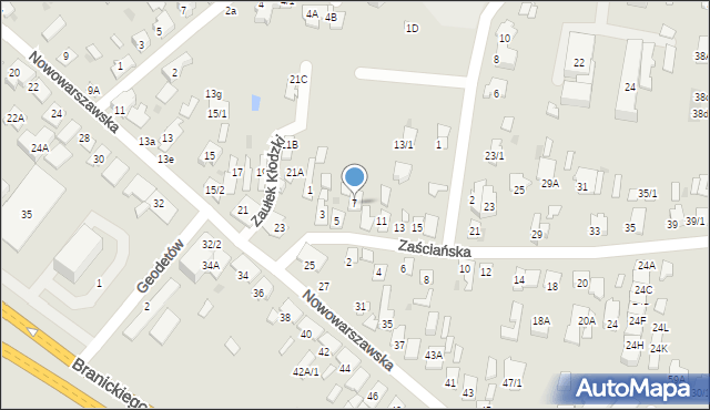 Białystok, Zaściańska, 7, mapa Białegostoku
