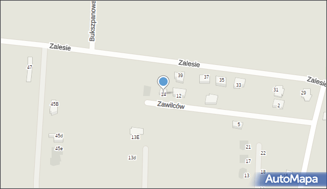 Białystok, Zawilców, 14, mapa Białegostoku