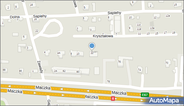 Białystok, Zawady, 12, mapa Białegostoku