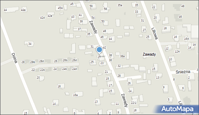 Białystok, Zawady, 27, mapa Białegostoku