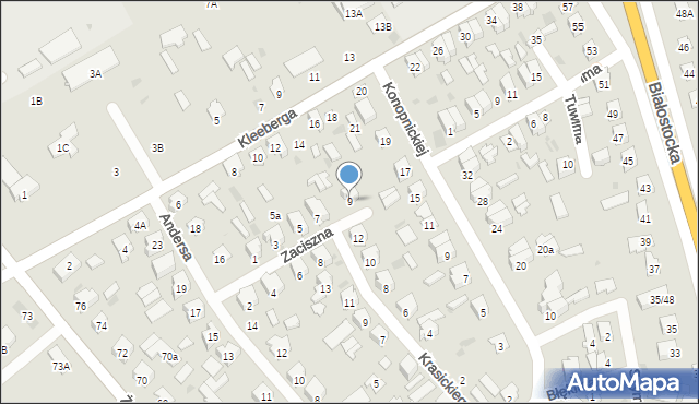 Bielsk Podlaski, Zaciszna, 9, mapa Bielsk Podlaski