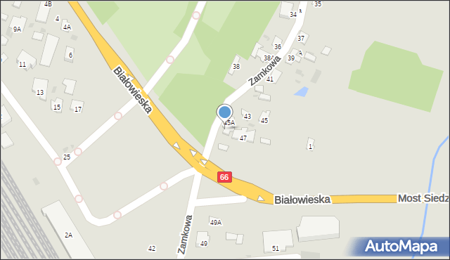 Bielsk Podlaski, Zamkowa, 45B, mapa Bielsk Podlaski
