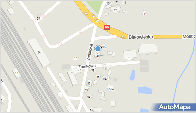 Bielsk Podlaski, Zamkowa, 49, mapa Bielsk Podlaski